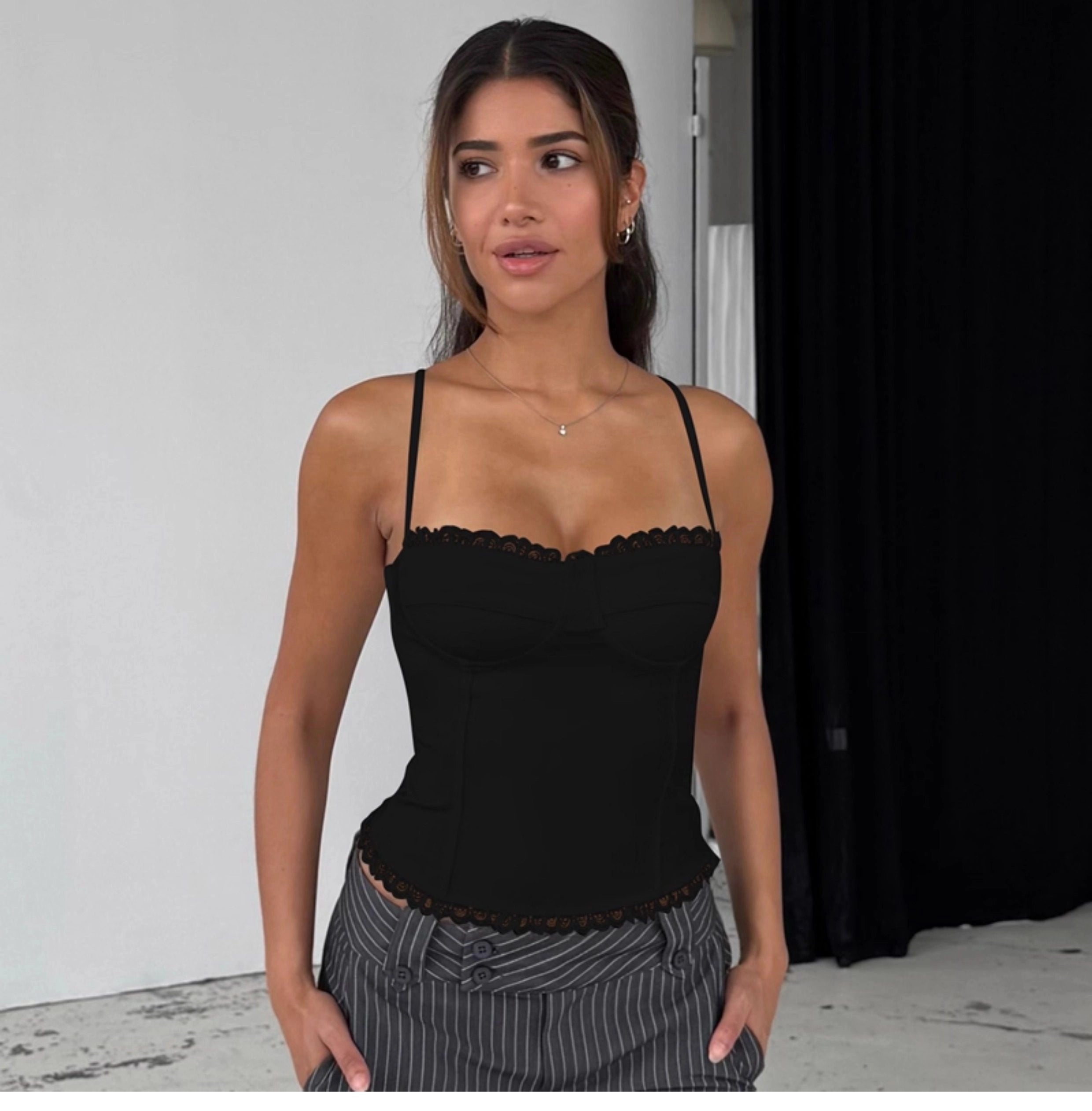 Lace Trim Patchwork Camisole [EZXVEW5A]