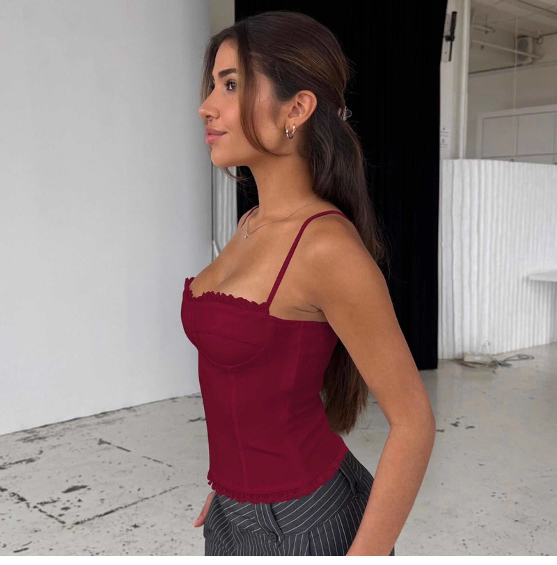 Lace Trim Patchwork Camisole [4DCU5OFI]