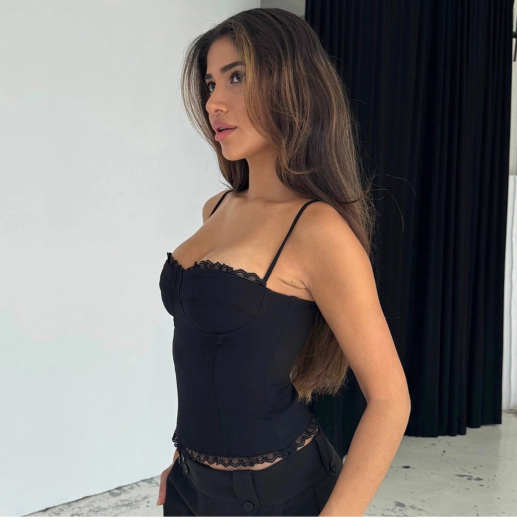 Lace Trim Patchwork Camisole [XM7B5VHD]