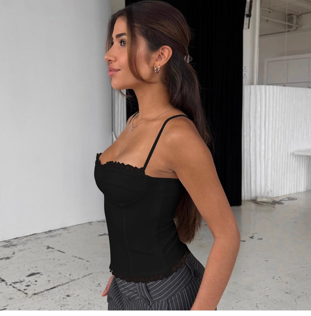 Lace Trim Patchwork Camisole [LXI6E8ZI]