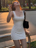 Lace Trim Polka Dot Mini Dress [GUYLBZUR]