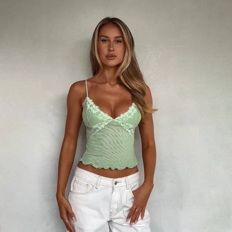 Lace V-Neck Camisole Top [RRJMMQP2]