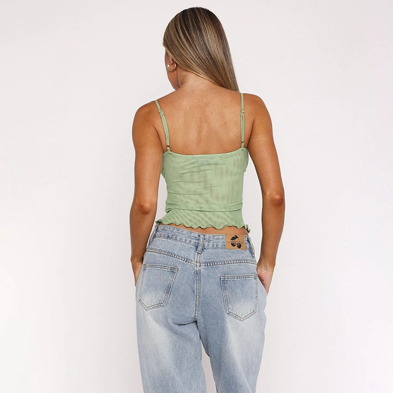 Lace V-Neck Camisole Top [6AOHJ4RI]
