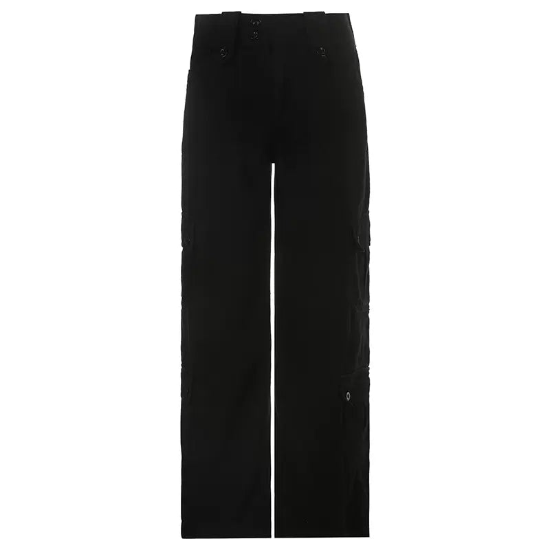 LaPose - Lainee Wide Leg Cargo Pants - Black Color
