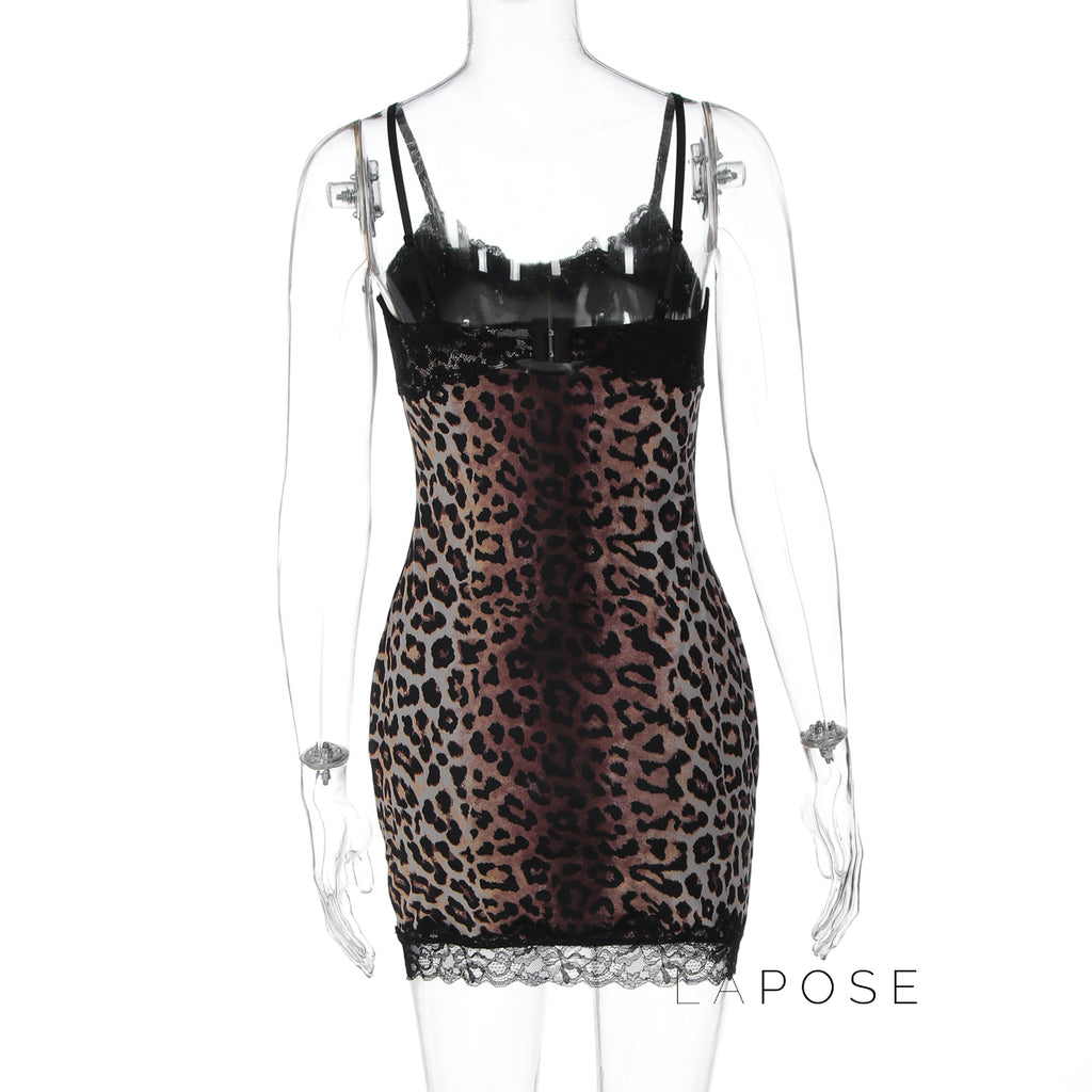Laiyla Leopard Lace Halter Dress [YADIUB3Z]