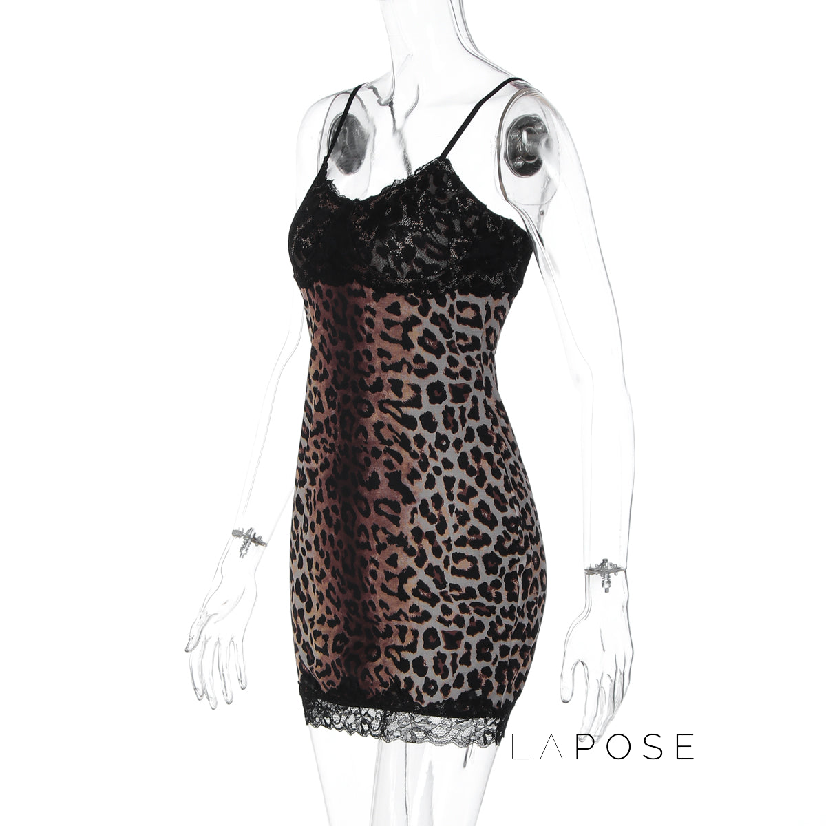 Laiyla Leopard Lace Halter Dress [9UBJO657]