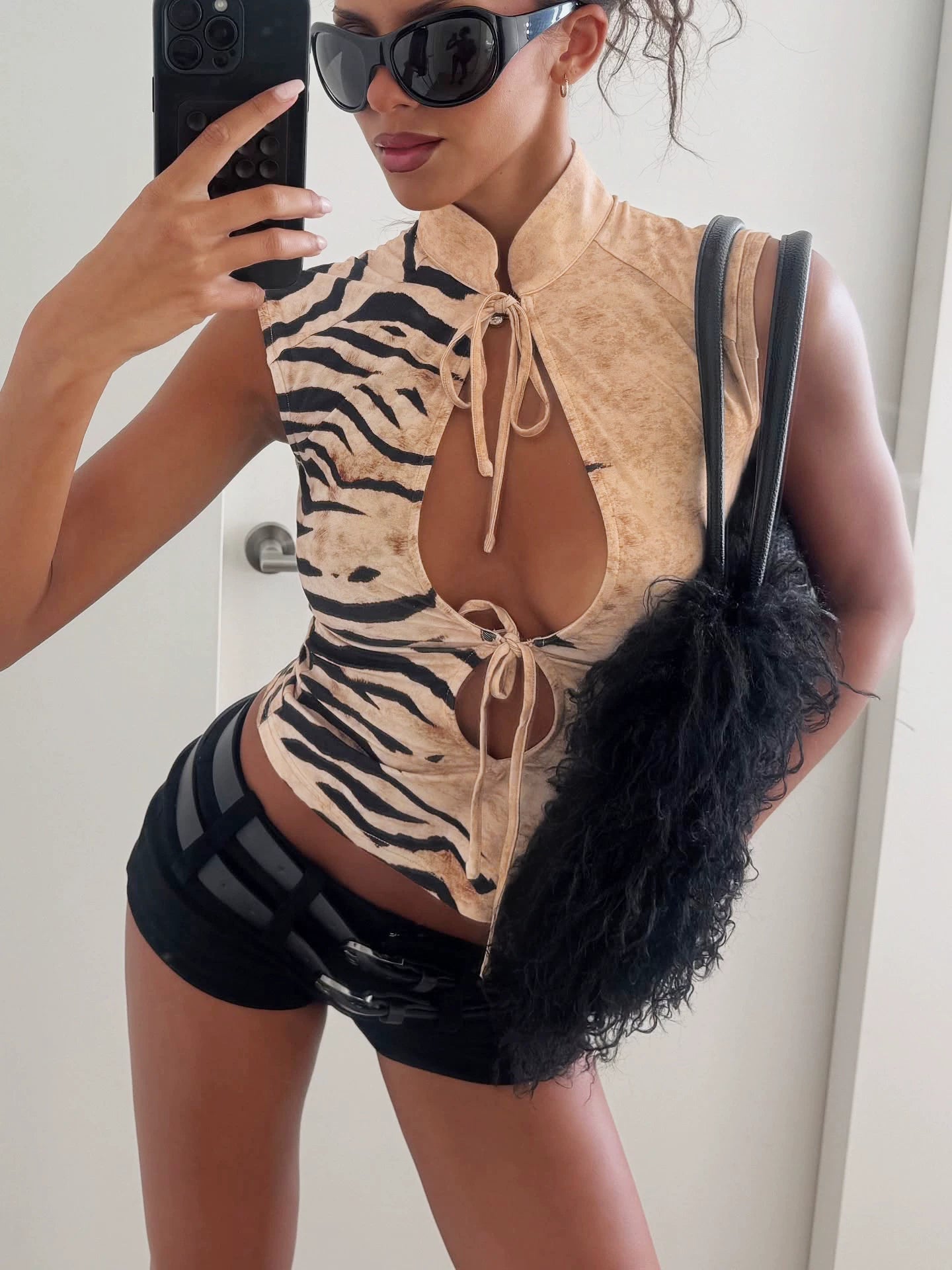 LaPose - Laiyla Zebra Print Cutout Top