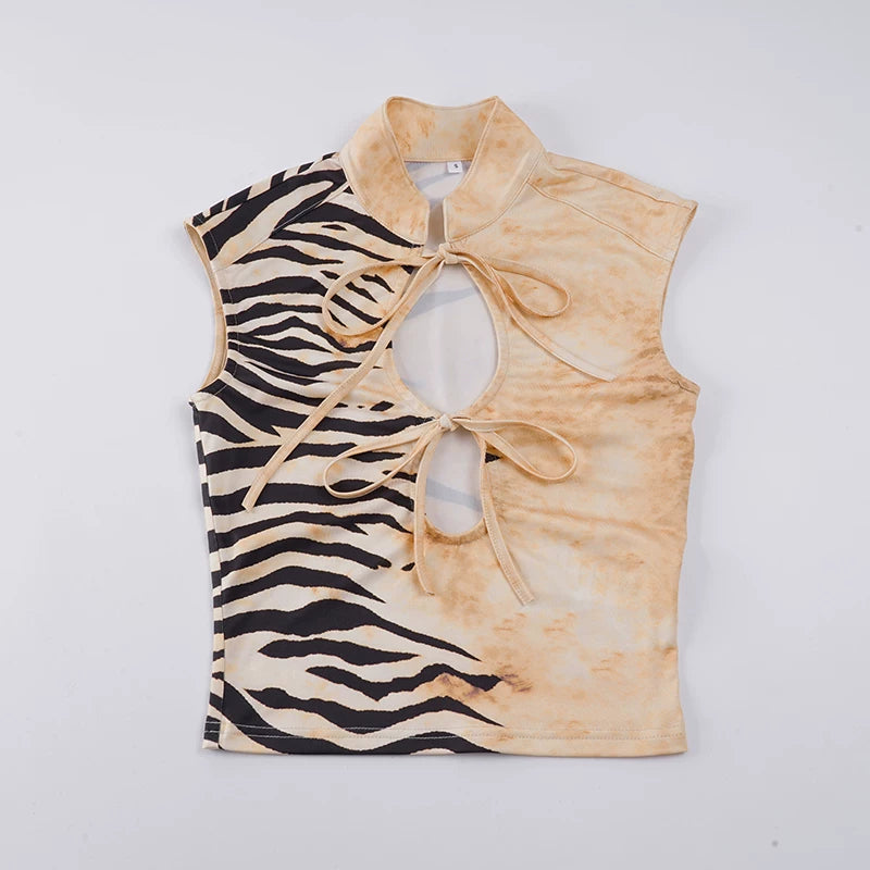LaPose - Laiyla Zebra Print Cutout Top