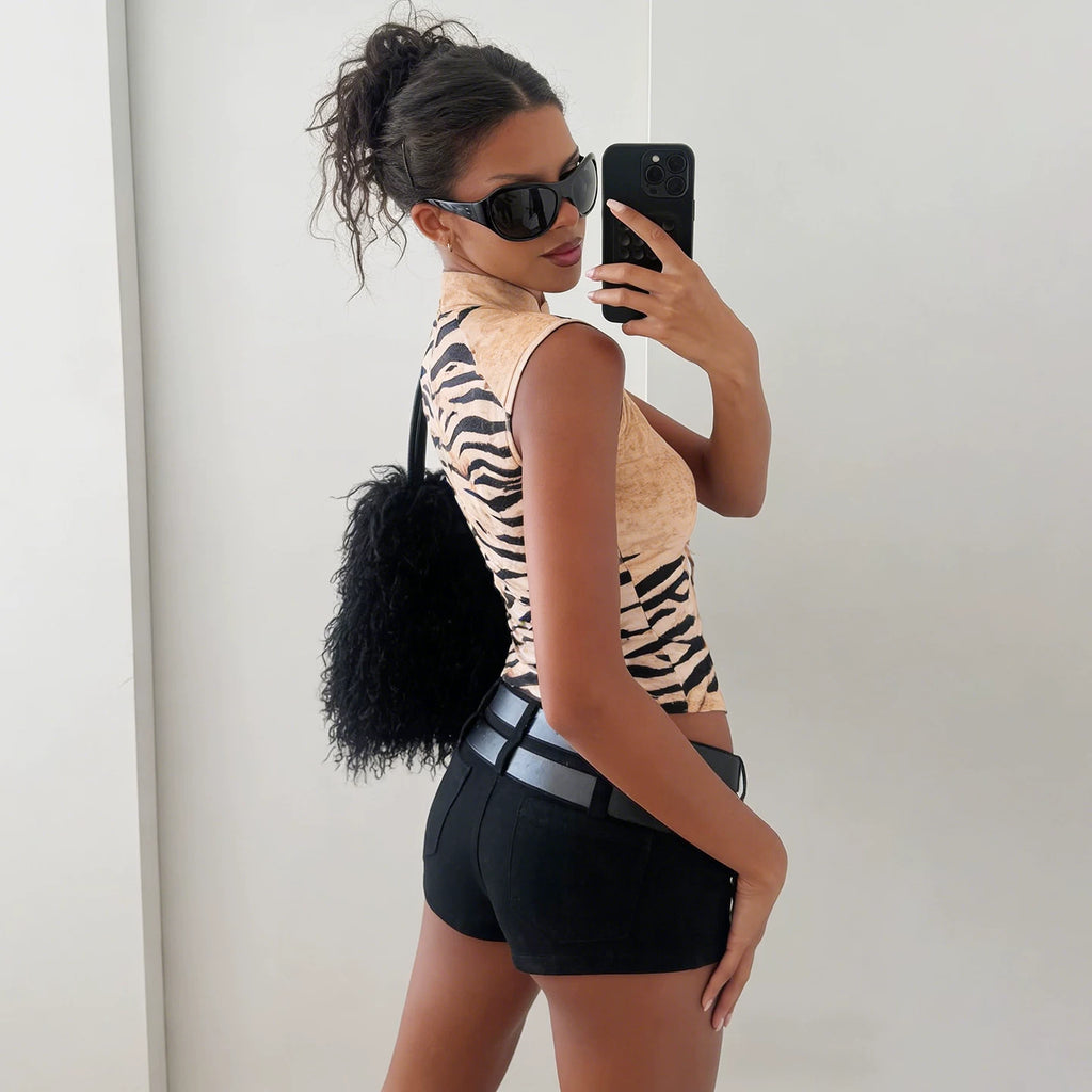 LaPose - Laiyla Zebra Print Cutout Top