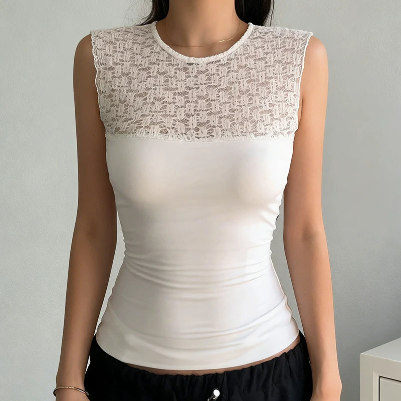 LaPose - Lakyn Lace Patchwork Slim Tank
