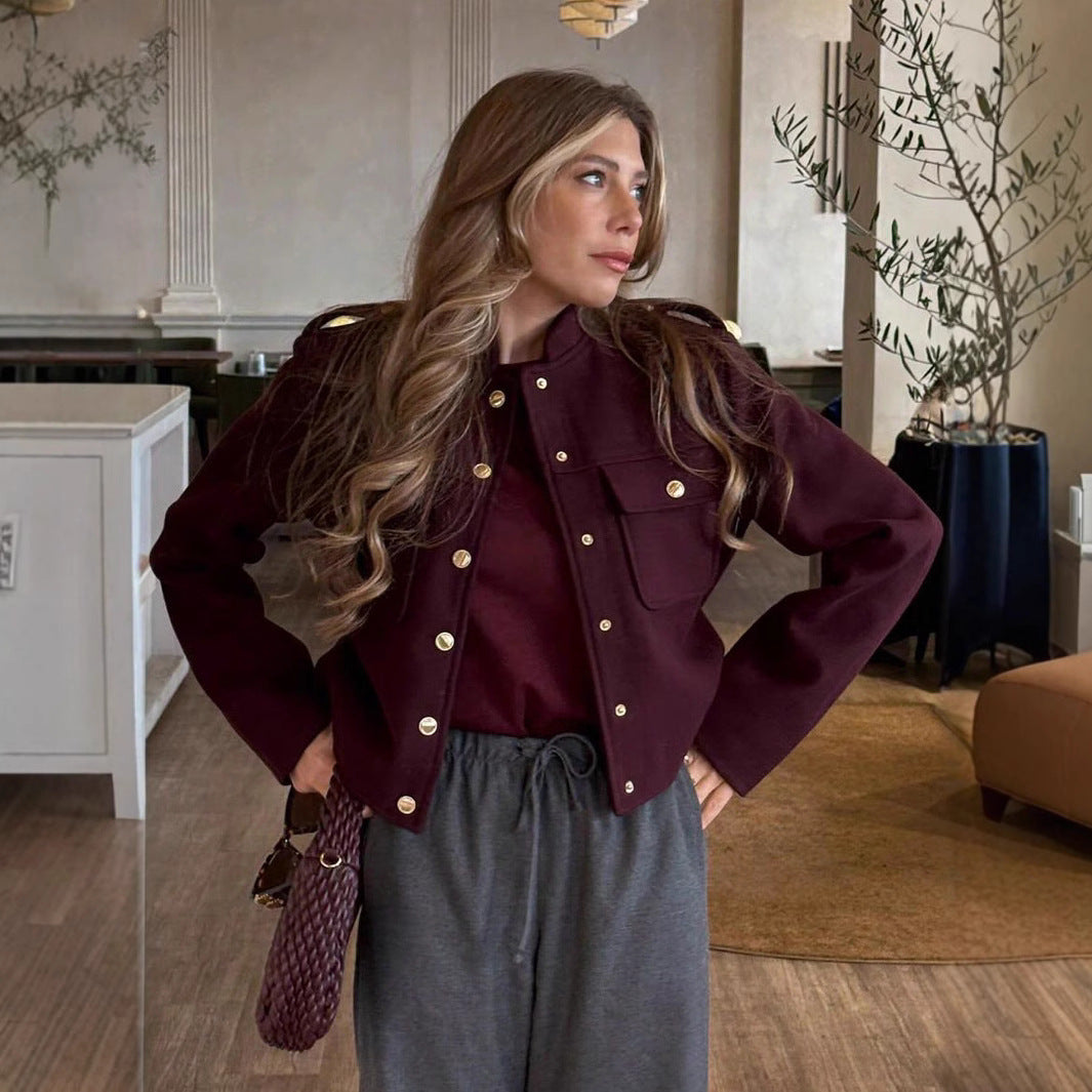 Lamar Cropped Stand Collar Jacket [J0GAMR61]