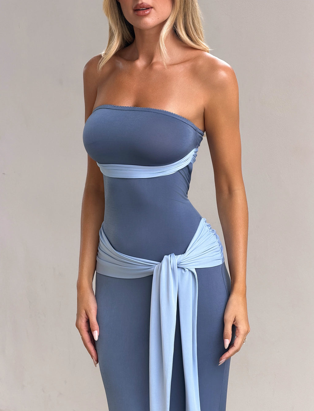 LaPose Lanaya Two-Tone Maxi Dress