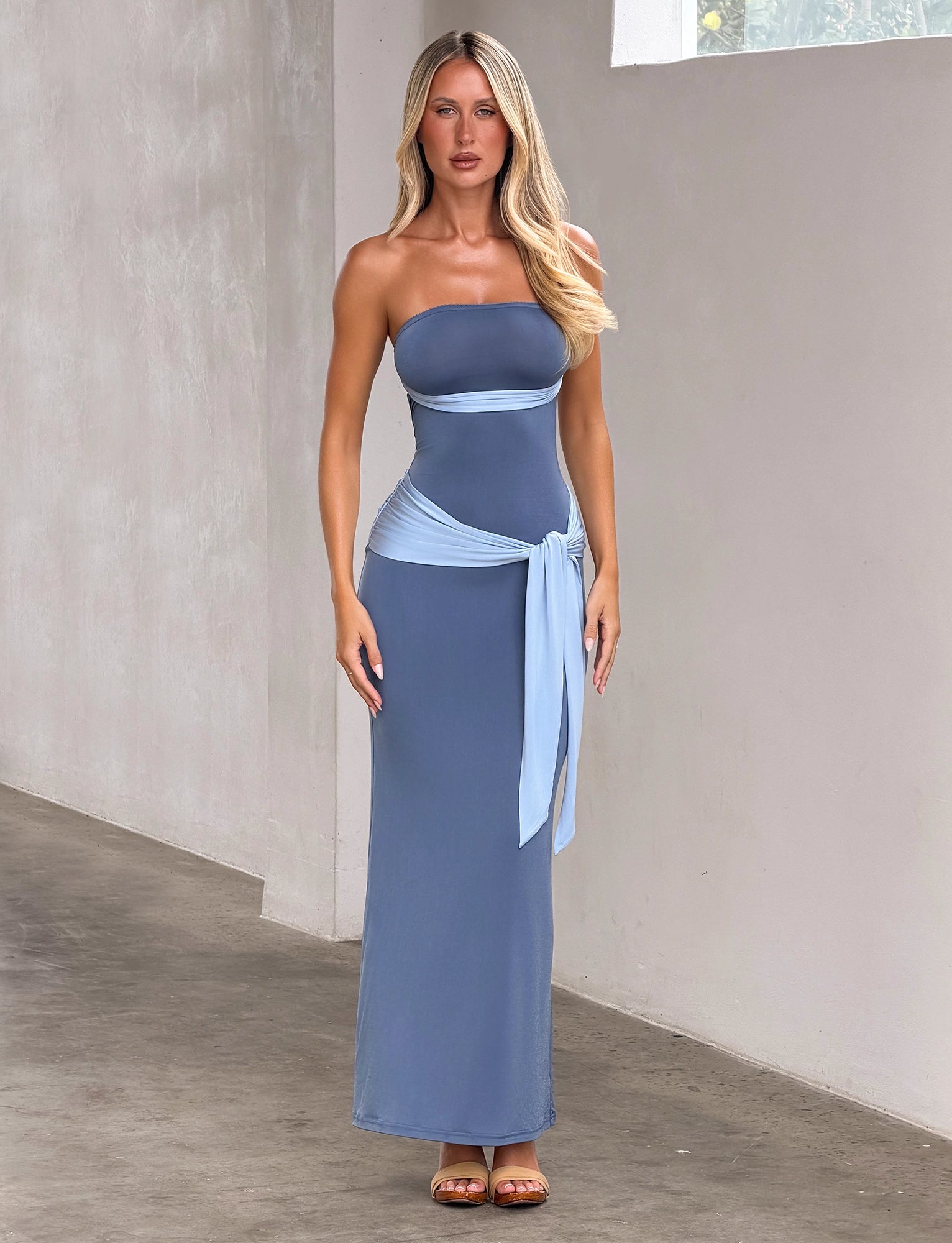 LaPose Lanaya Two-Tone Maxi Dress