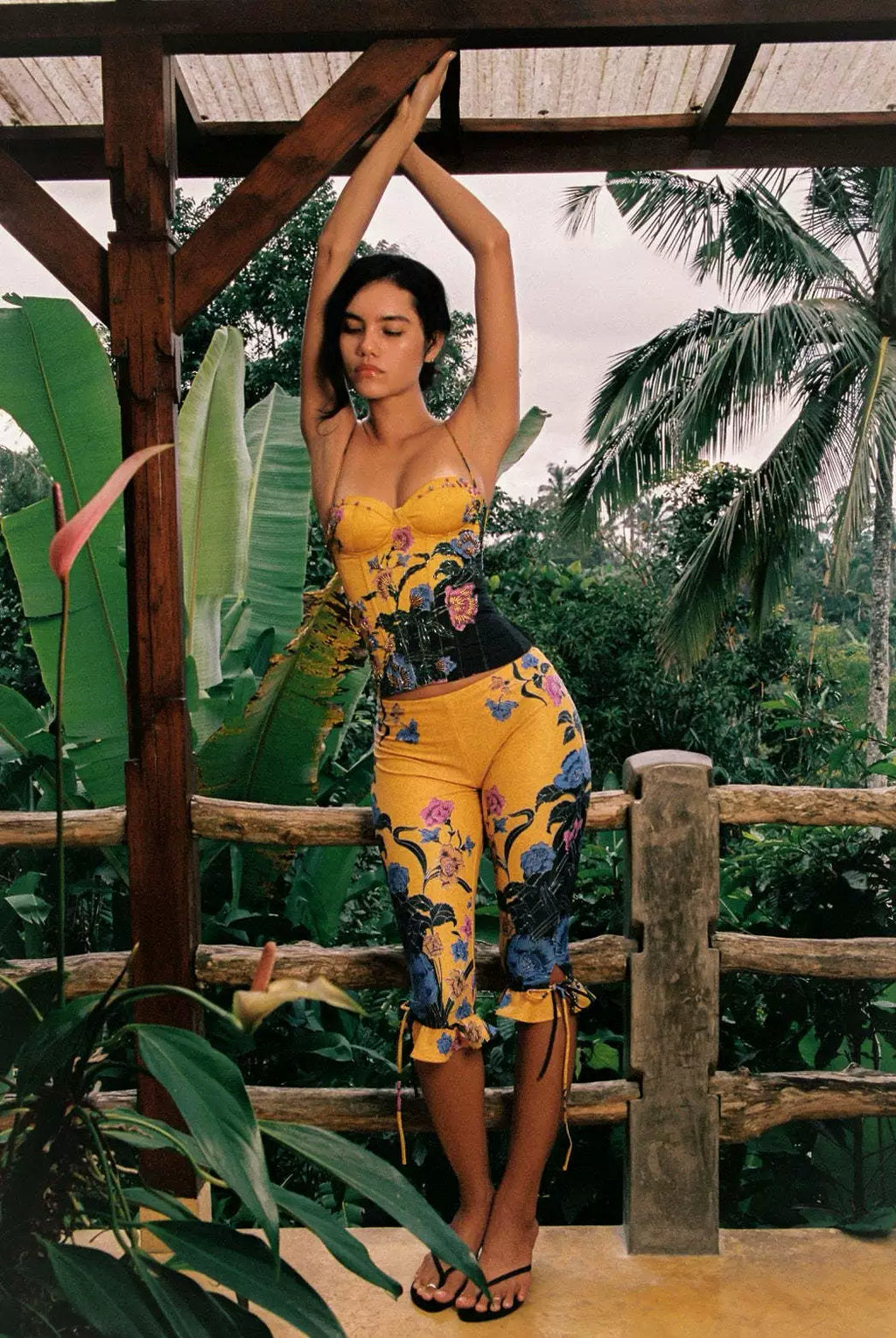 Karleigh Floral Corset Matching Set - Pants Color