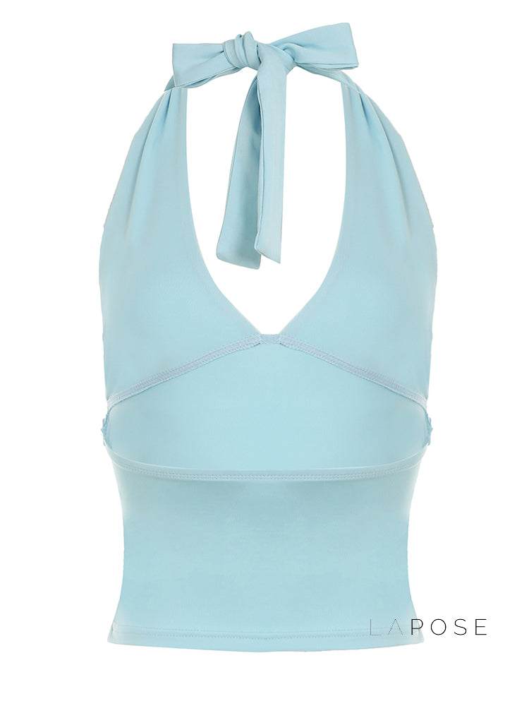 Larae Backless Halter Top [X5Z219EV]