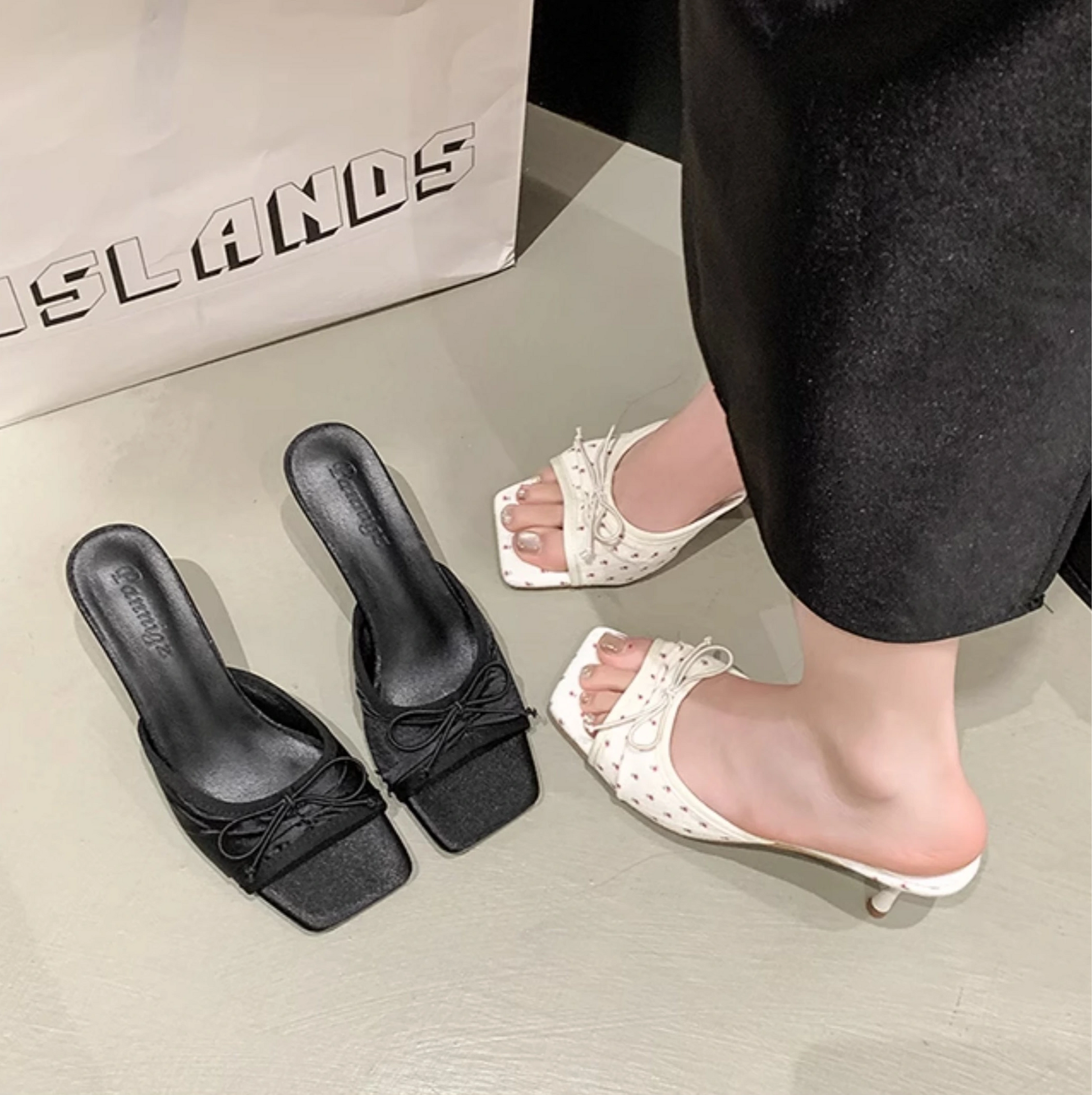 Larae Bow Mule Heels
