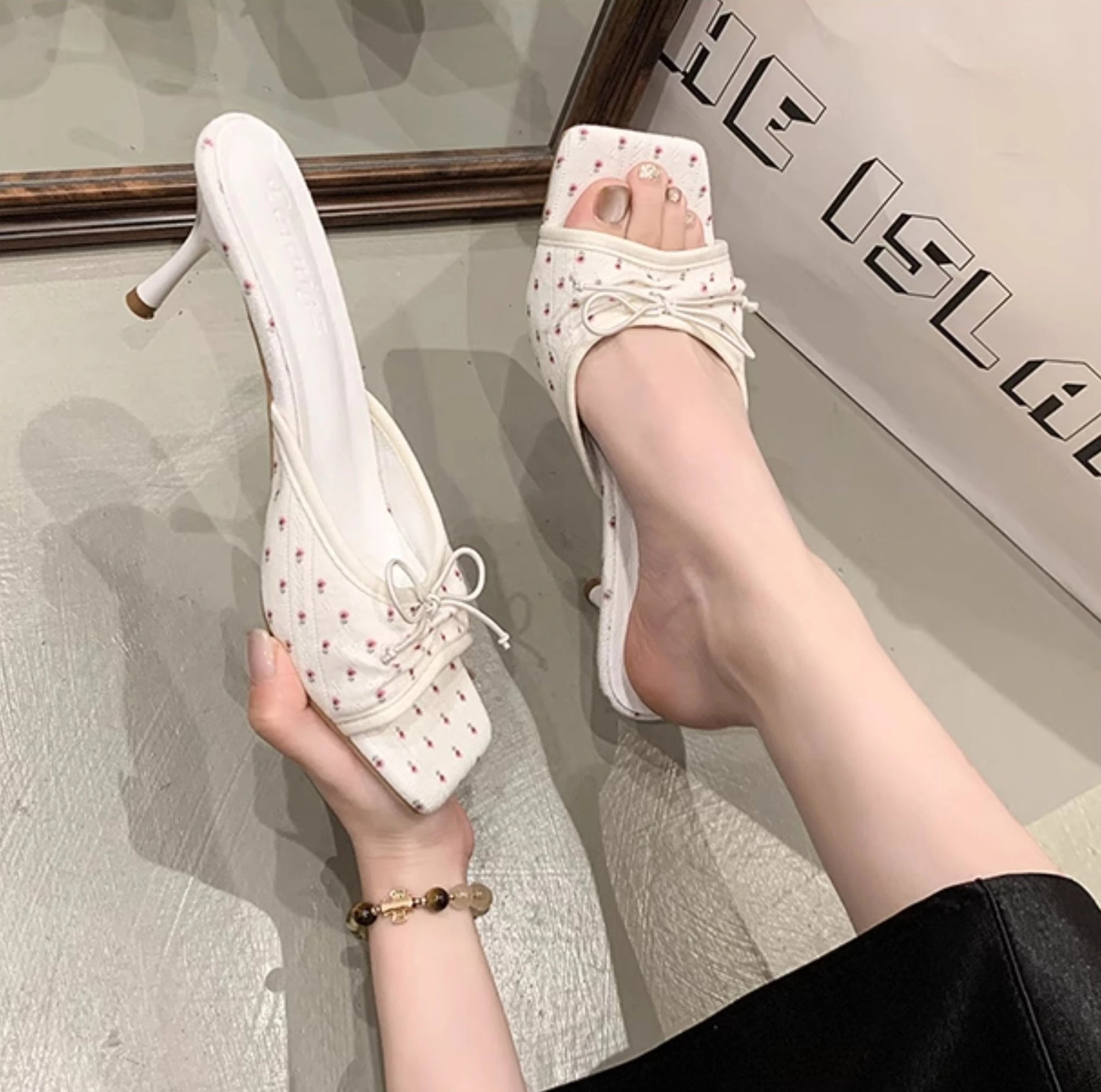 Larae Bow Mule Heels