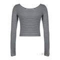 Lauren Striped Long Sleeve Crop Top [SQ5F1KHX]