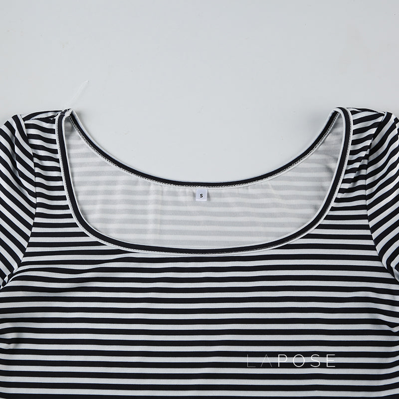 Lauren Striped Long Sleeve Crop Top [N0EAF7R3]