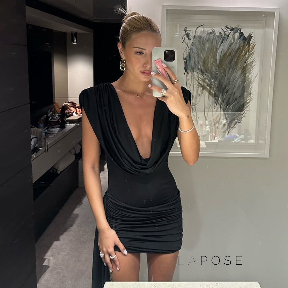 Layan Ruched Chain Mini Dress [AA1D2DSZ]