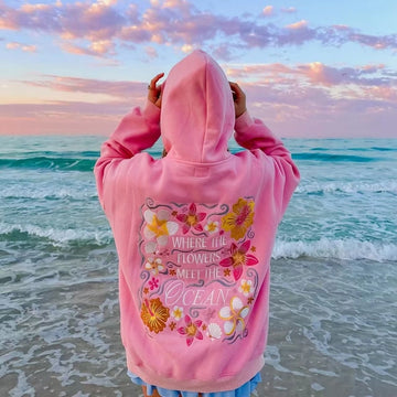 Laylanie Ocean Flower Embroidered Hoodie