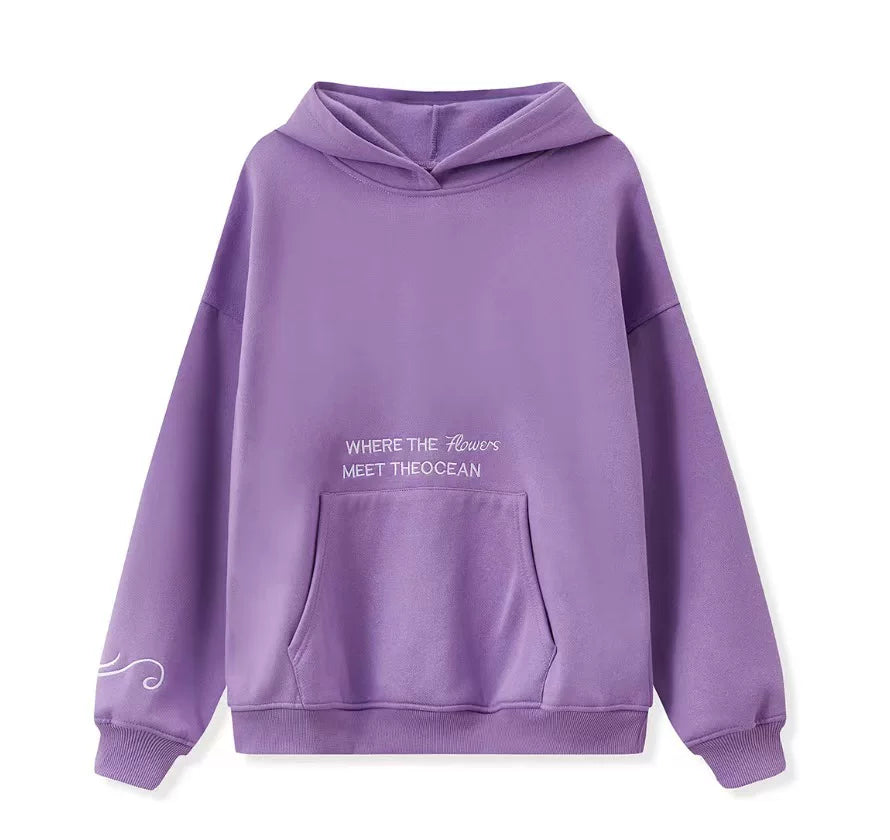 Laylanie Ocean Flower Embroidered Hoodie
