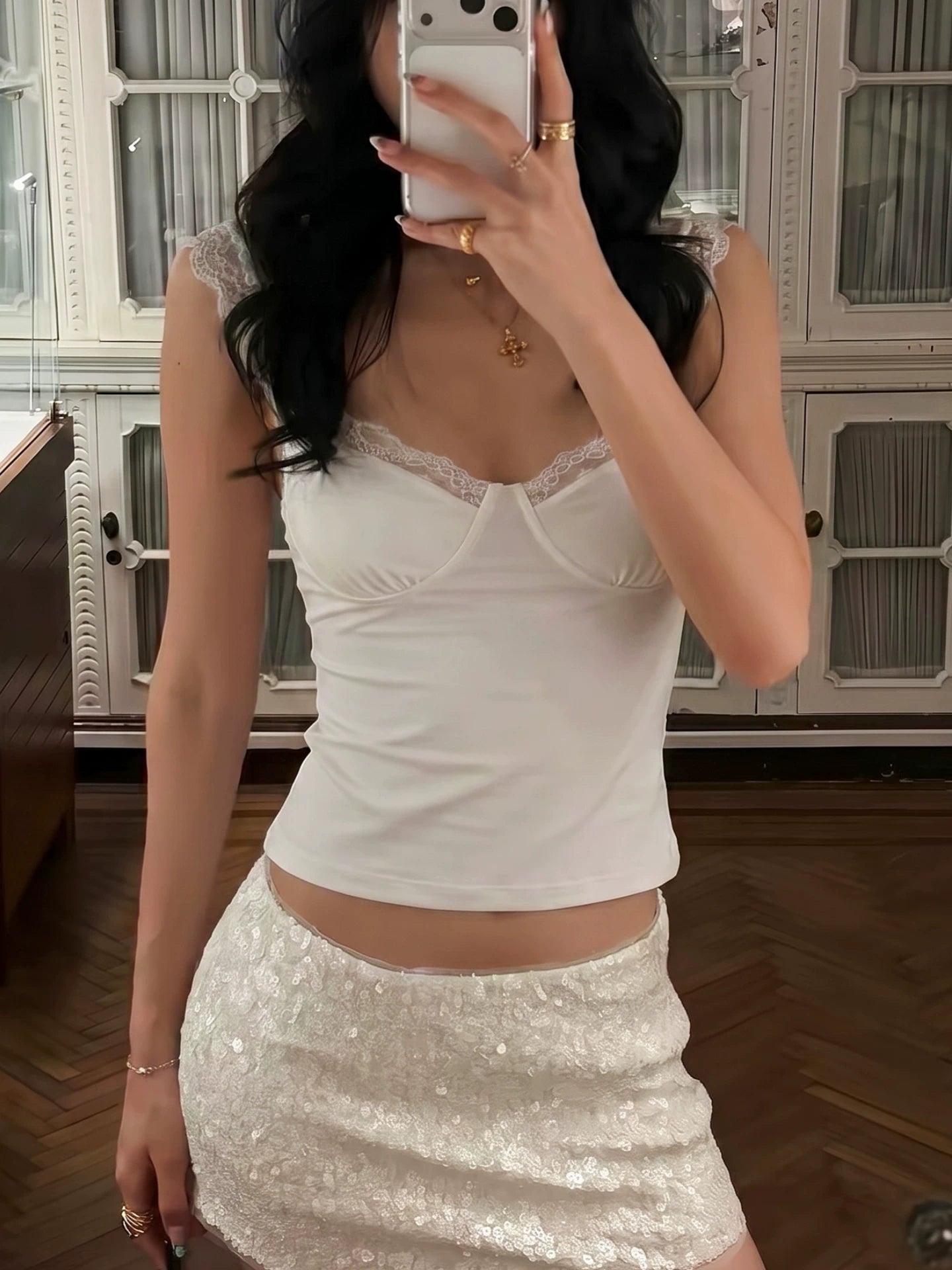 LaPose - Leia Lace Trim Corset Camisole