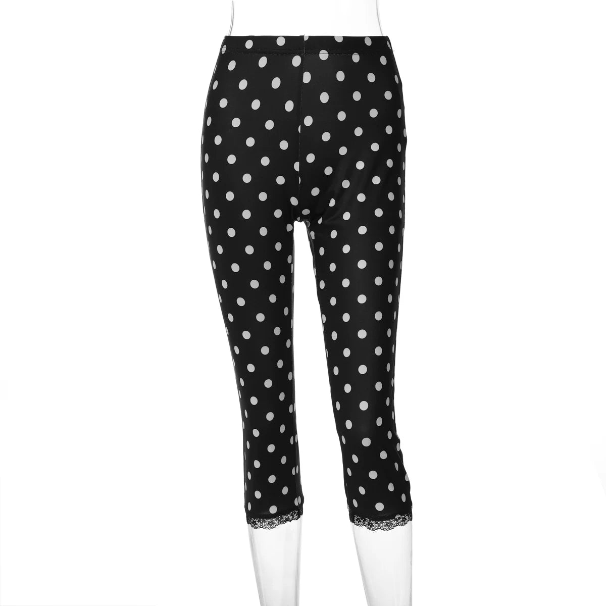 LaPose - Leilany Lace Trim Capri Leggings - White Color