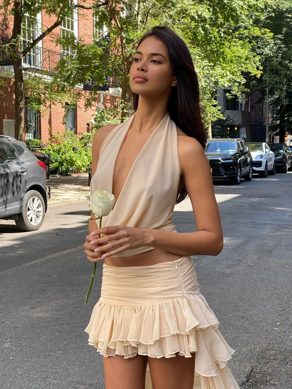 LaPose Lelia Dual Ruffle Mini Skirt