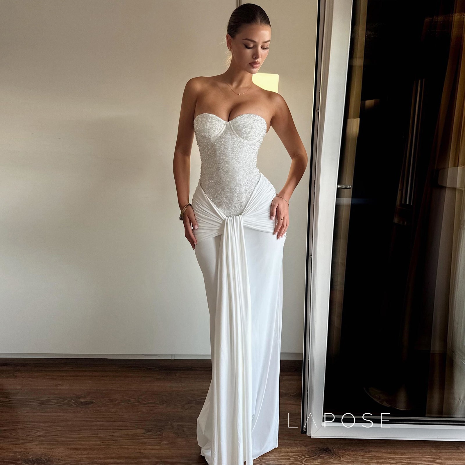 Lemon Strapless Sequin Maxi Dress [IDF4A4YI]