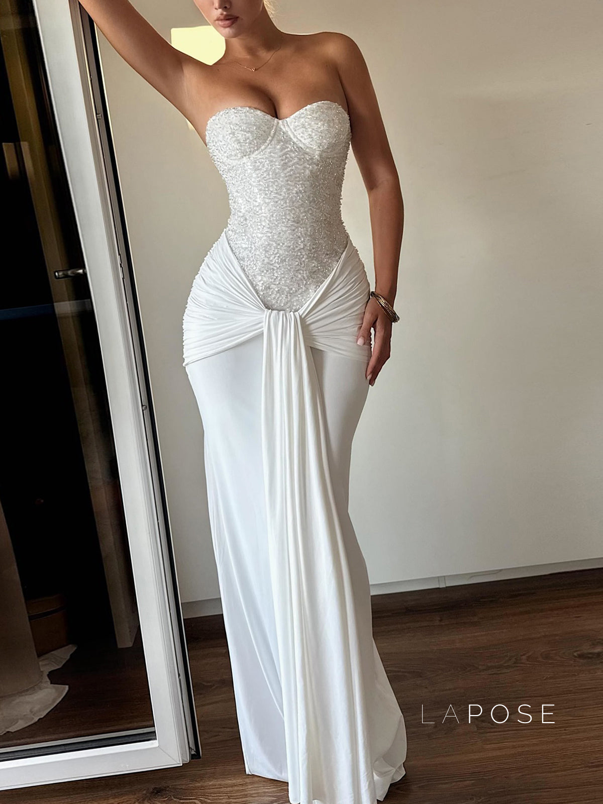 Lemon Strapless Sequin Maxi Dress [DI4XKGGX]