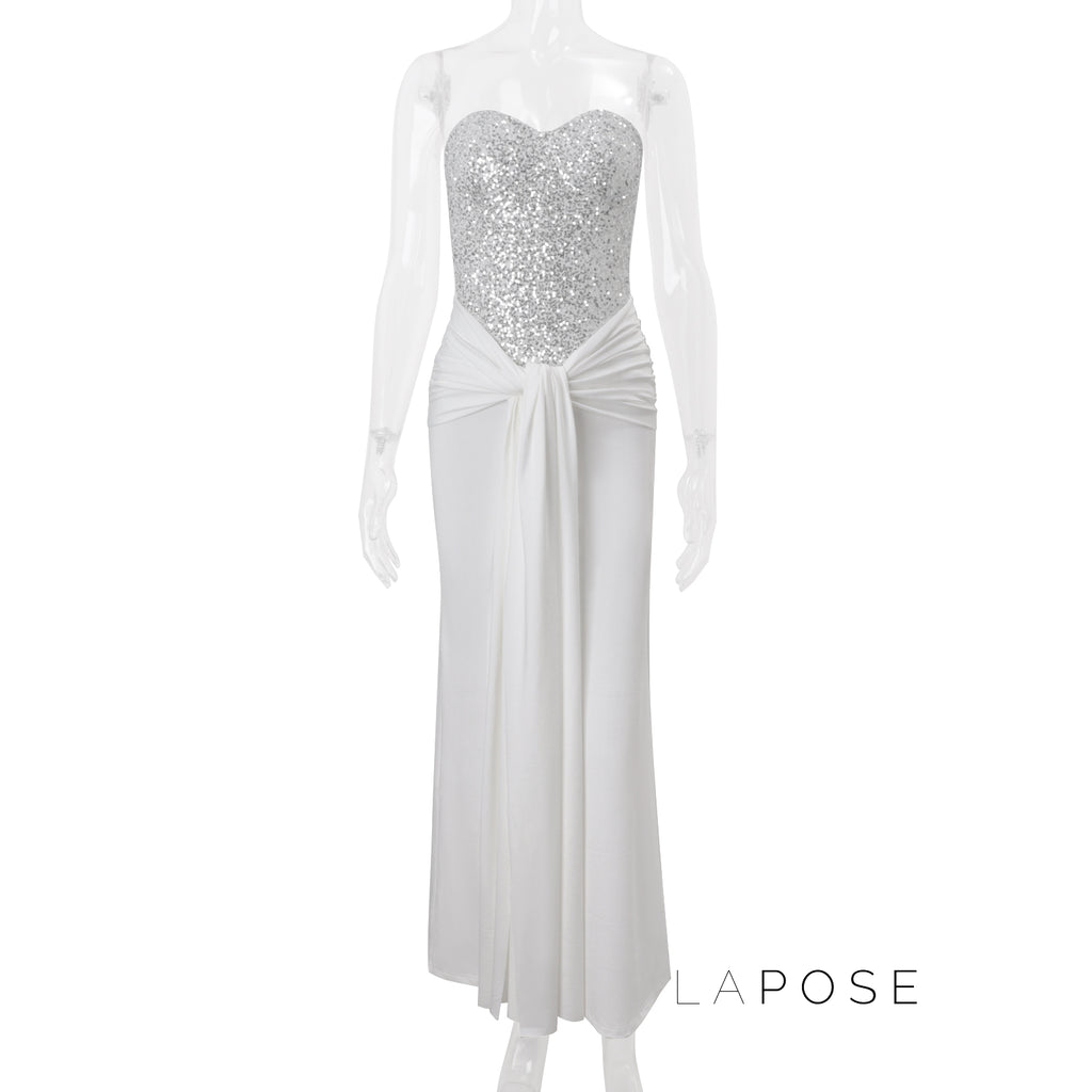 Lemon Strapless Sequin Maxi Dress [H1VMHMGX]