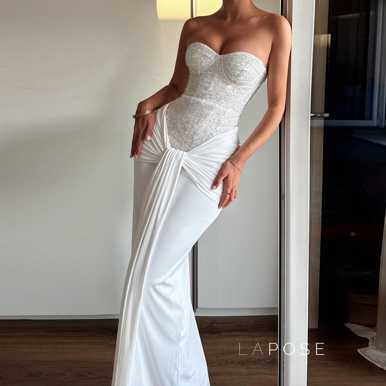 Lemon Strapless Sequin Maxi Dress [CCAJQCR4]