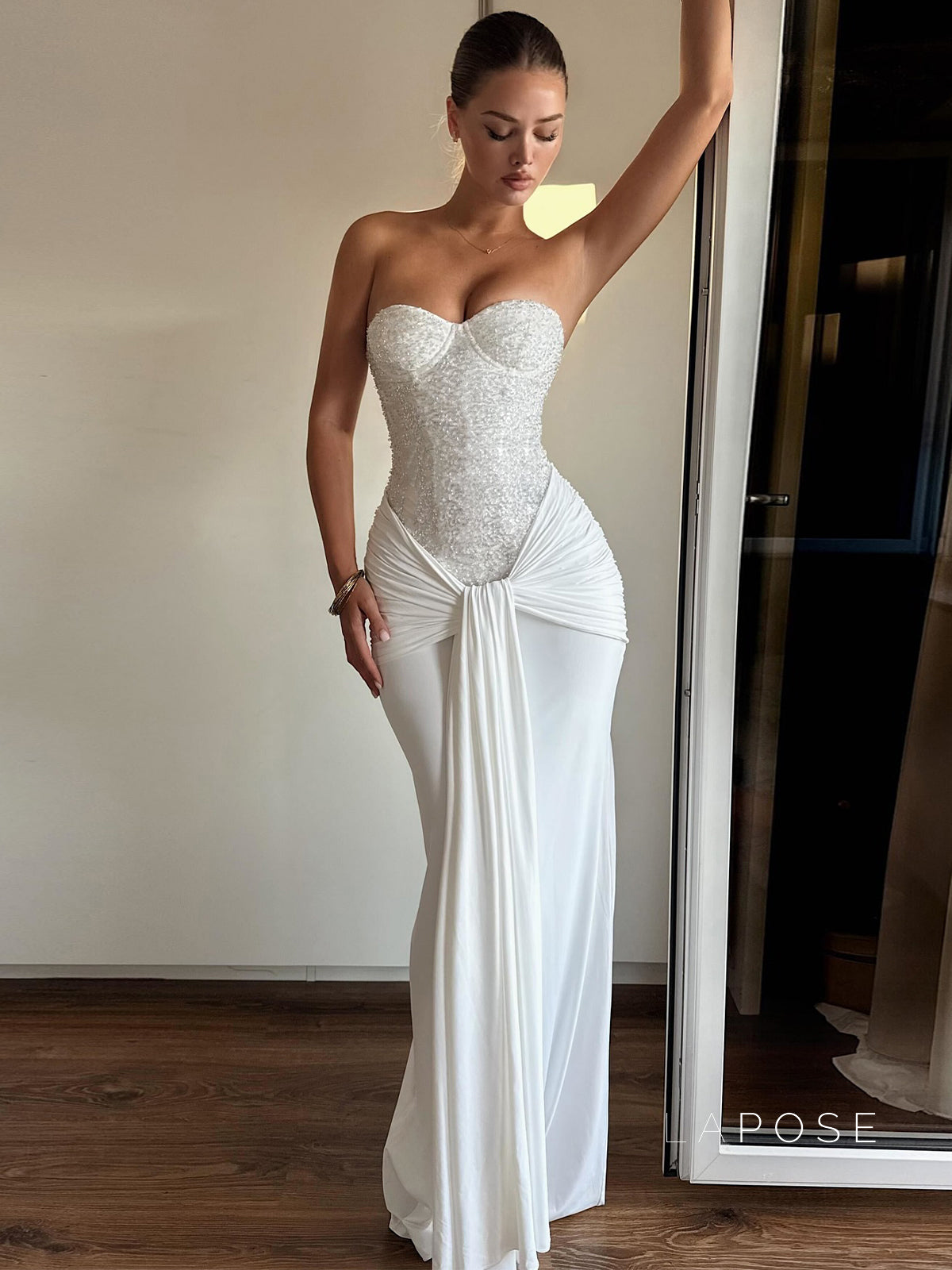 Lemon Strapless Sequin Maxi Dress [PDMOFM2O]