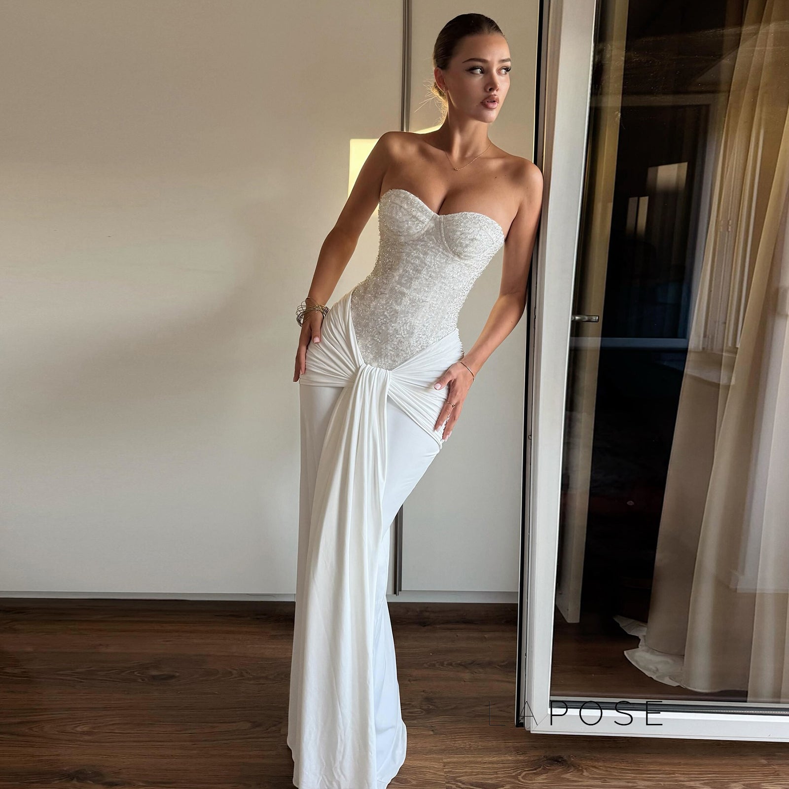 Lemon Strapless Sequin Maxi Dress [G87BAXVM]
