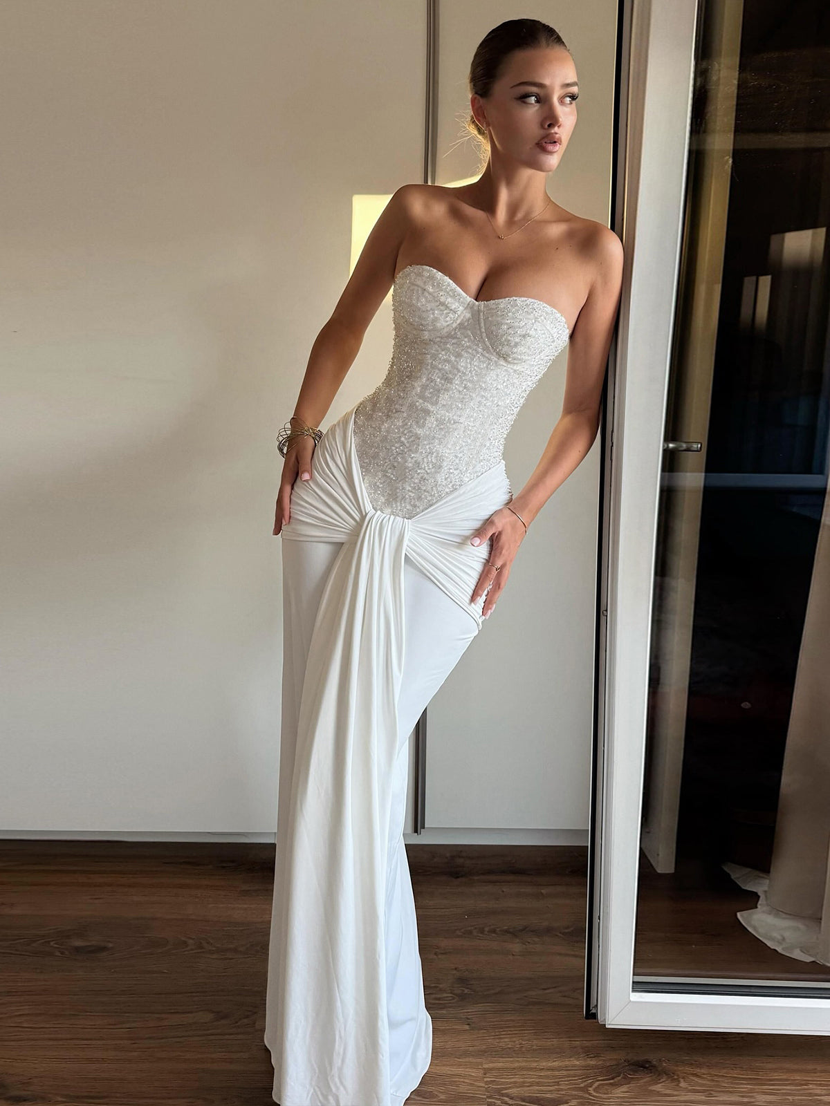 Lemon Strapless Sequin Maxi Dress [23Z8IX5U]