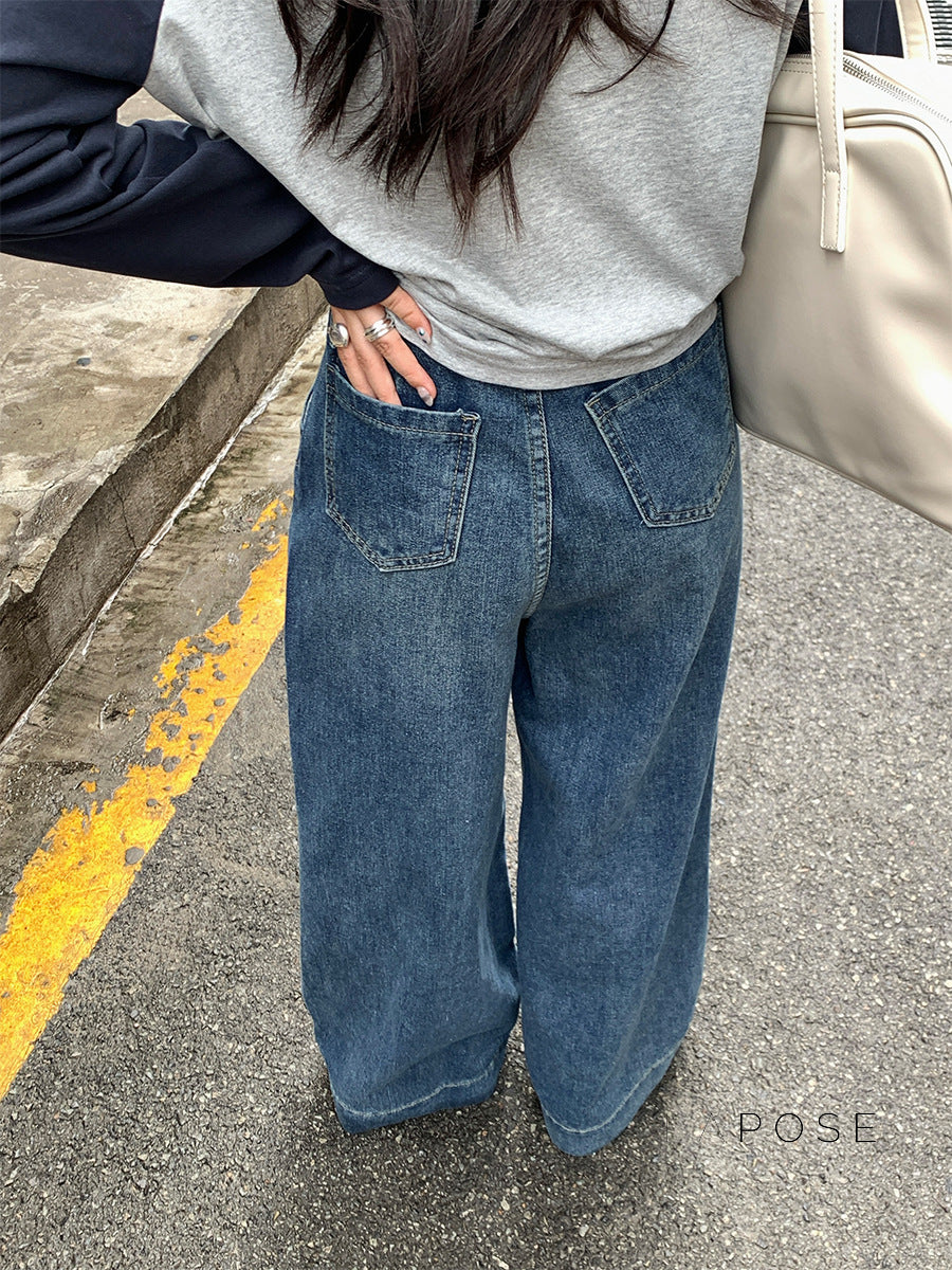 Lemon Wide-Leg Denim Pants [X8L7DQX1]