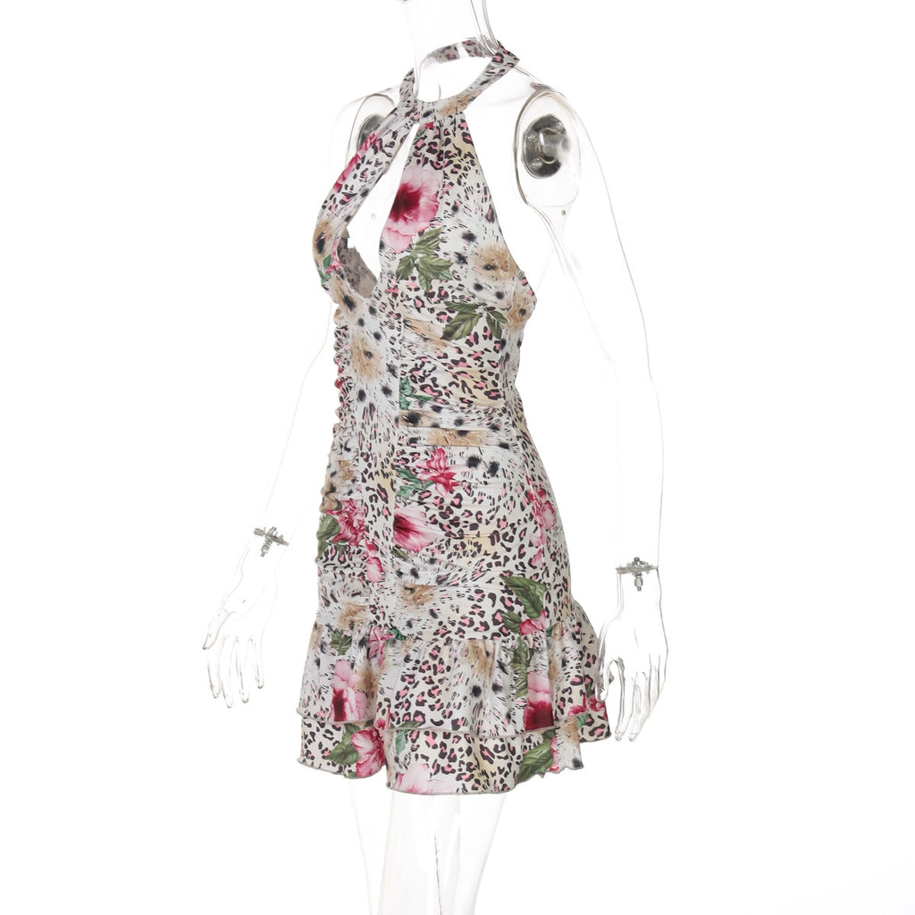 Leopard Print Halter Mini Dress [J8XUTFC2]
