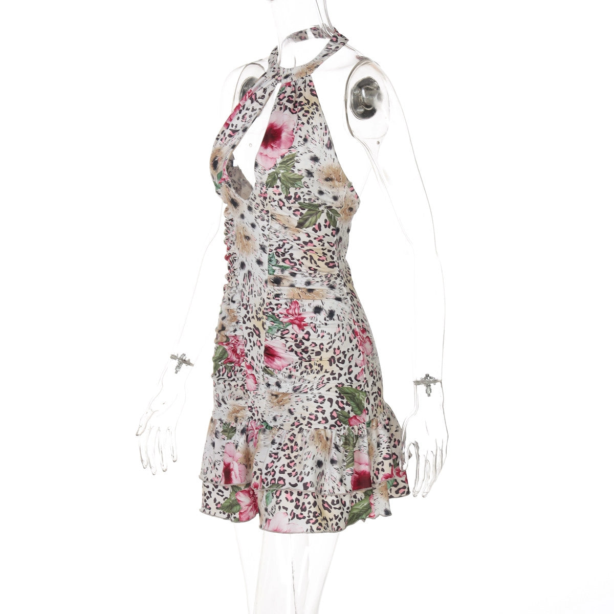 Leopard Print Halter Mini Dress [J8XUTFC2]