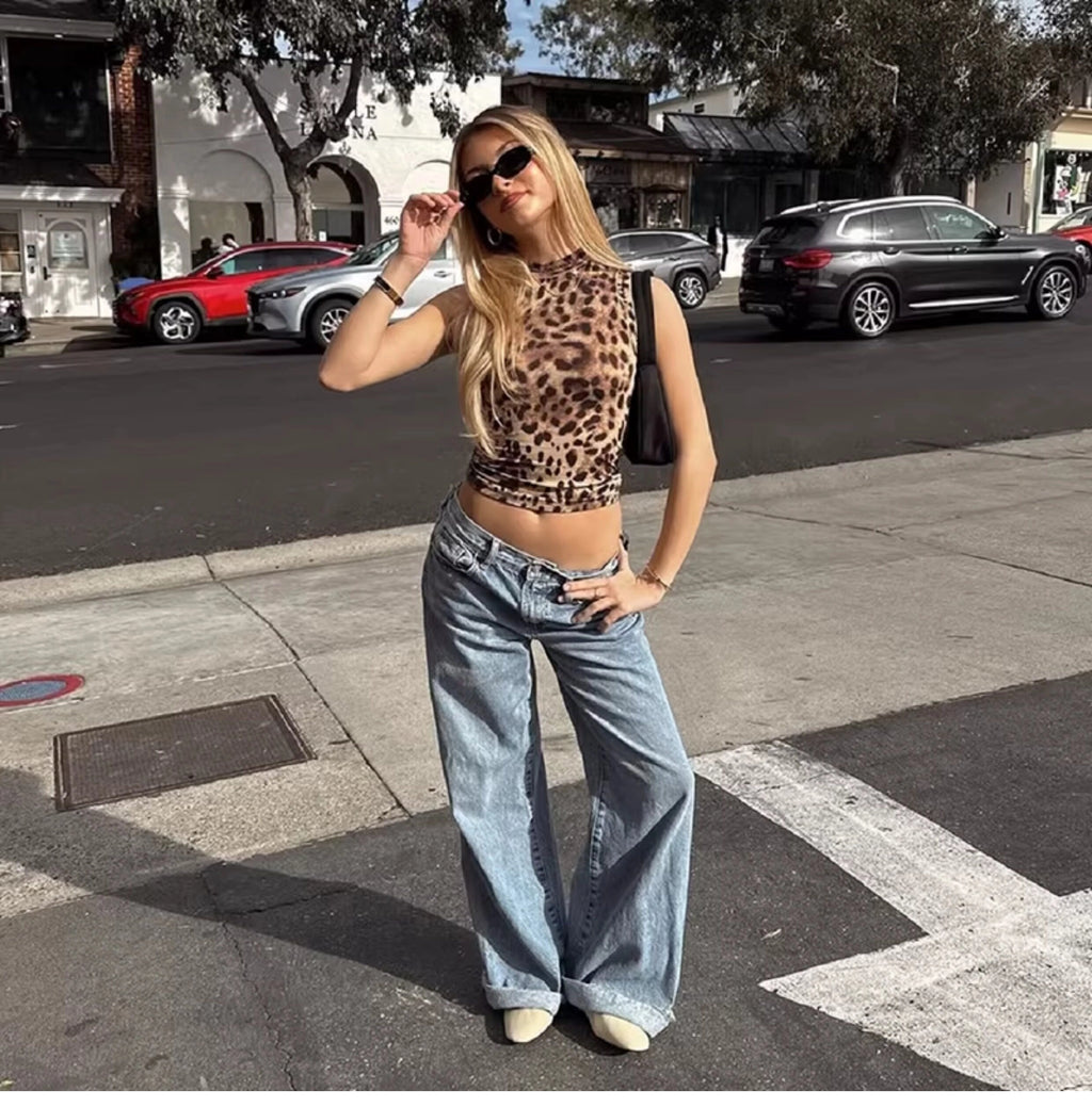 Leopard Print Slim Fit Tank Top [FHXR2V9F]