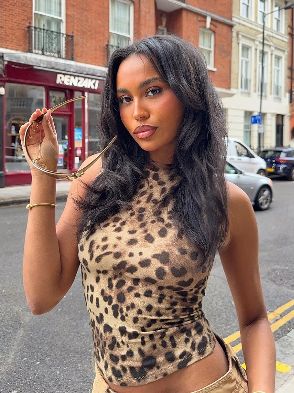 Leopard Print Slim Fit Tank Top [RHIY2G9E]