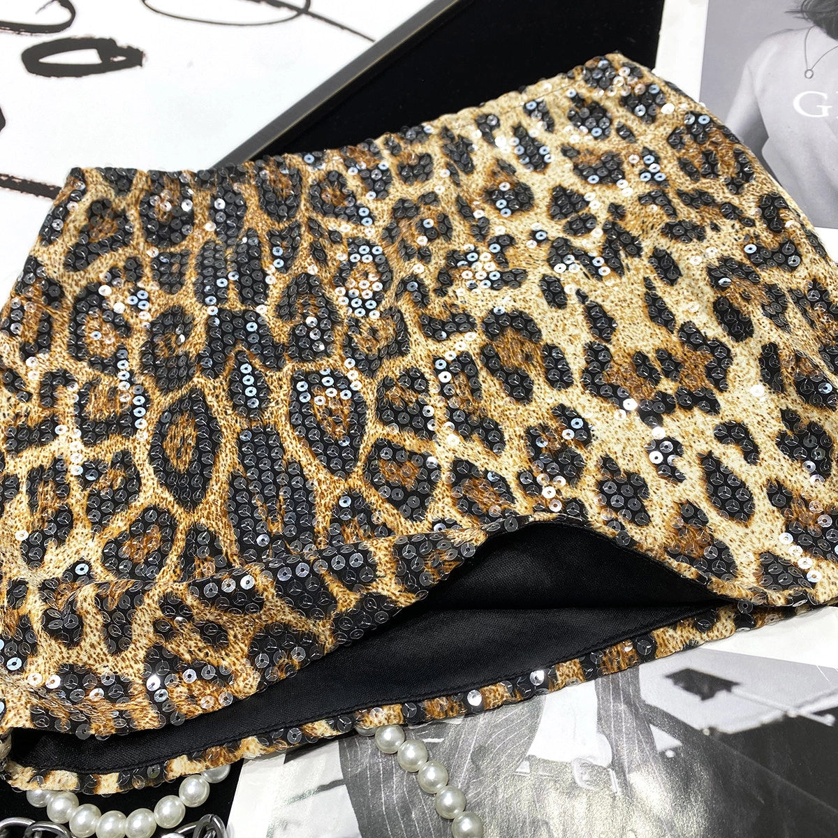 Leopard Sequin Low-Waist Mini Skirt [0VJMUHJI]