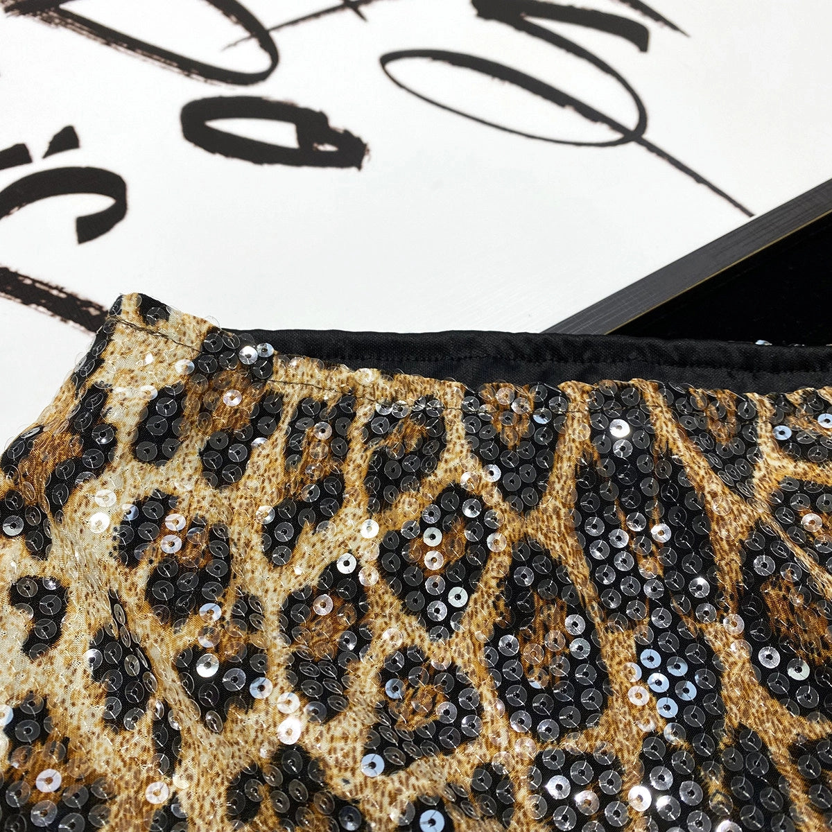Leopard Sequin Low-Waist Mini Skirt [0NCQFPLB]