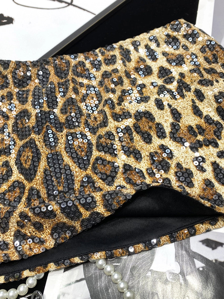 Leopard Sequin Low-Waist Mini Skirt [W0Z4ADTK]