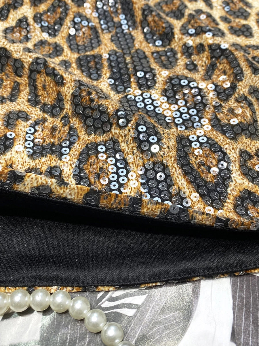 Leopard Sequin Low-Waist Mini Skirt [Q6NK7ZHV]