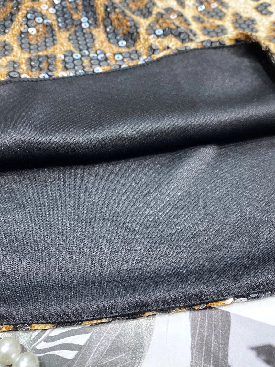 Leopard Sequin Low-Waist Mini Skirt [4P286B7N]