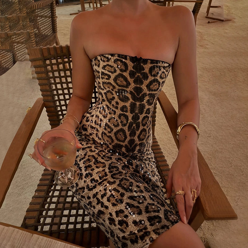 Leopard Sequin Two-Piece Skirt Set [WWDXNIKR]