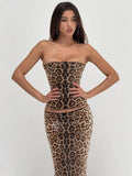 Leopard Sequin Two-Piece Skirt Set [4KMA81MR]