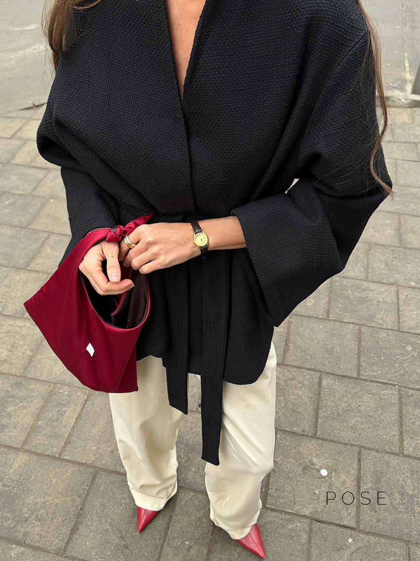 Leslie Belted V-Neck Jacket [40Q3KAUW]