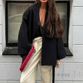 Leslie Belted V-Neck Jacket [5HBUDUN6]